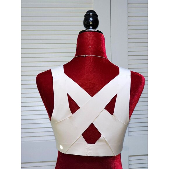 Lululemon Women's Beige Cross-Back Sports Bra With Zip Closure Size 36DD 2593 - Picture 5 of 13